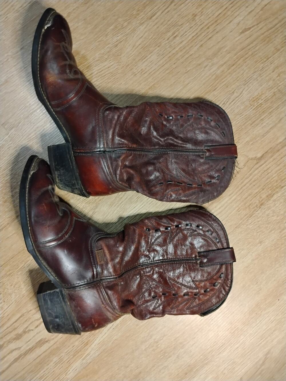 Boots Men's Leather Long Haul Western/Cowboy Size 8.5W w/ Tips New Soles/Heels